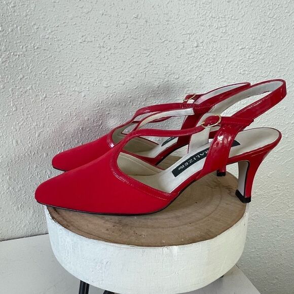 Naturalizer Red Leather Heels Size 8 EUC - Picture 1 of 6